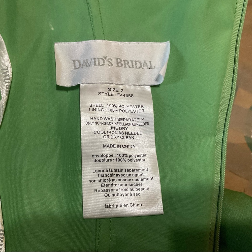 David's Bridal One-Shoulder Sage Green Cocktail Dress - Picture 9 of 9